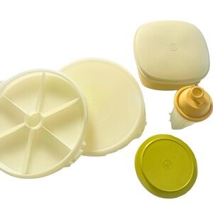 Tupperware Cream and Yellow Food Storage Set